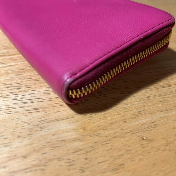 Authentic Womens Prada Pink Saffiano Diagramme Textured Leather Long Zip Wallet - Picture 11 of 14